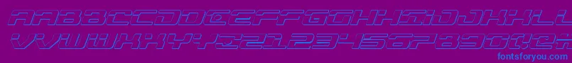 Czcionka Troopers3Dital – niebieskie czcionki na fioletowym tle