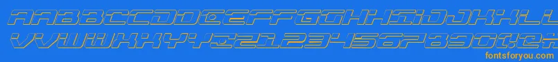 フォントTroopers3Dital – オレンジ色の文字が青い背景にあります。