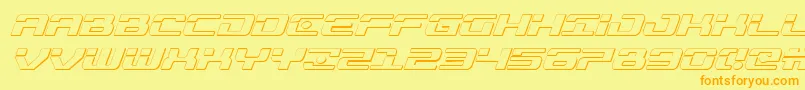 Troopers3Dital-Schriftart – Orangefarbene Schriften auf gelbem Hintergrund