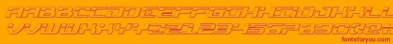Troopers3Dital-Schriftart – Rote Schriften auf orangefarbenem Hintergrund
