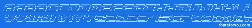 Troopers3Dital-fontti – valkoiset fontit sinisellä taustalla