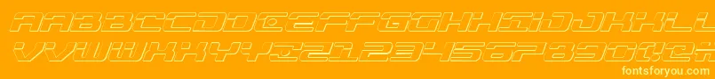 Troopers3Dital-Schriftart – Gelbe Schriften auf orangefarbenem Hintergrund