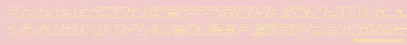 Troopers3Dital-fontti – keltaiset fontit vaaleanpunaisella taustalla