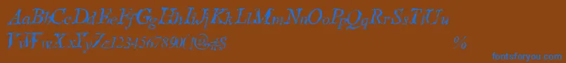 フォントSteppedInTimes – 茶色の背景に青い文字