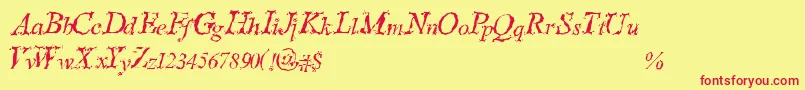 SteppedInTimes-Schriftart – Rote Schriften auf gelbem Hintergrund