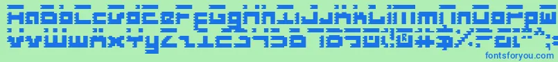 フォントRoidRage – 青い文字は緑の背景です。