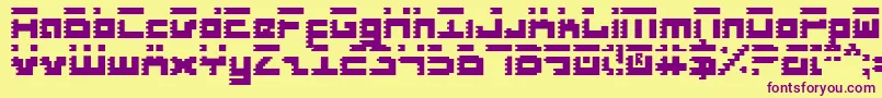 Czcionka RoidRage – fioletowe czcionki na żółtym tle