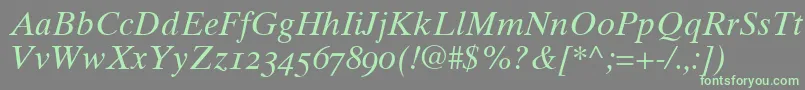 Times10ItalicOldstyleFigures Font – Green Fonts on Gray Background