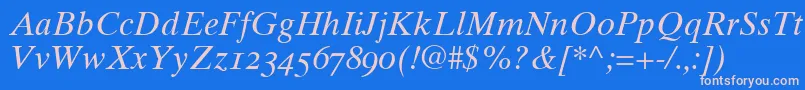 Times10ItalicOldstyleFigures Font – Pink Fonts on Blue Background