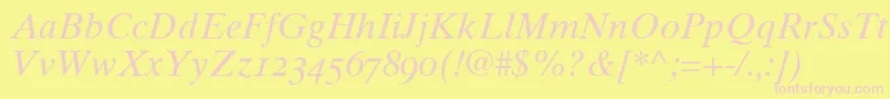 Times10ItalicOldstyleFigures Font – Pink Fonts on Yellow Background