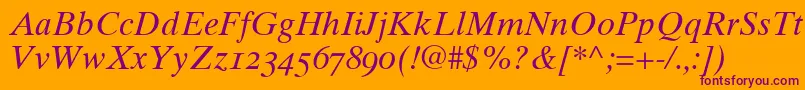 Times10ItalicOldstyleFigures Font – Purple Fonts on Orange Background