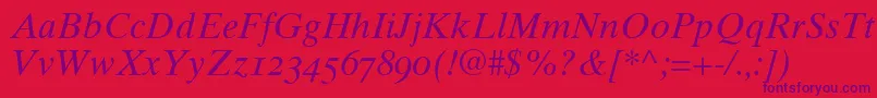 Times10ItalicOldstyleFigures Font – Purple Fonts on Red Background