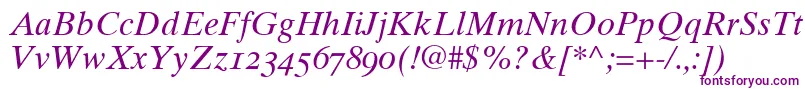 Times10ItalicOldstyleFigures Font – Purple Fonts on White Background