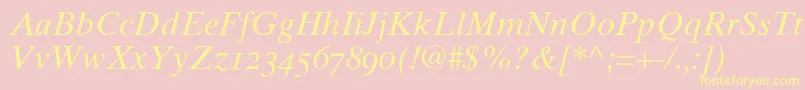 Times10ItalicOldstyleFigures Font – Yellow Fonts on Pink Background