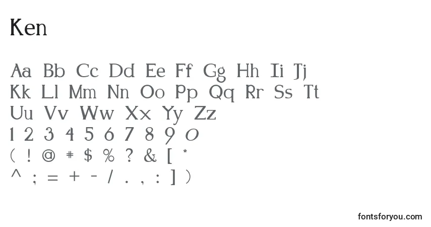 Шрифт Ken – алфавит, цифры, специальные символы