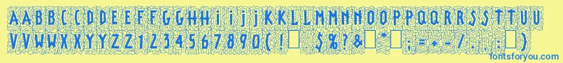 LinotypepaintitBlack-Schriftart – Blaue Schriften auf gelbem Hintergrund