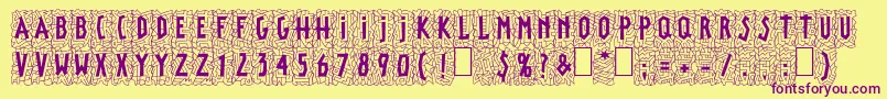 Fonte LinotypepaintitBlack – fontes roxas em um fundo amarelo
