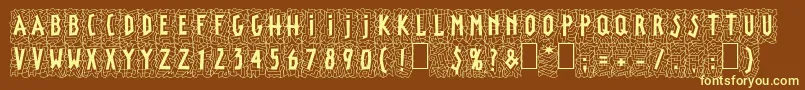 LinotypepaintitBlack-Schriftart – Gelbe Schriften auf braunem Hintergrund