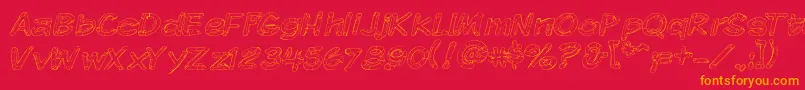 KomikaSketch-Schriftart – Orangefarbene Schriften auf rotem Hintergrund