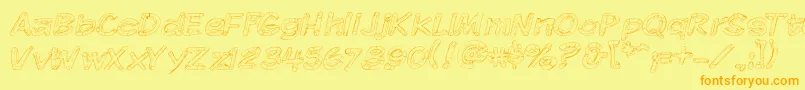 KomikaSketch-Schriftart – Orangefarbene Schriften auf gelbem Hintergrund