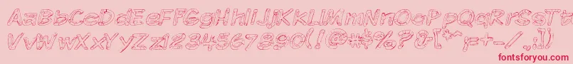 KomikaSketch-Schriftart – Rote Schriften auf rosa Hintergrund