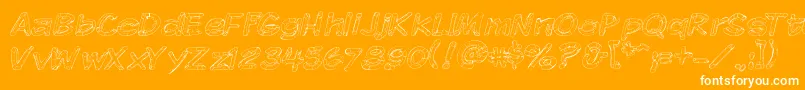 KomikaSketch-Schriftart – Weiße Schriften auf orangefarbenem Hintergrund