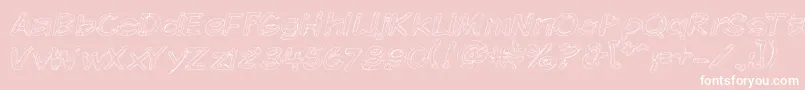 KomikaSketch-Schriftart – Weiße Schriften auf rosa Hintergrund