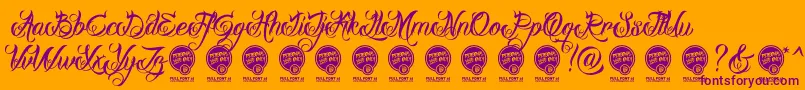 DhfMilestoneScriptDemo Font – Purple Fonts on Orange Background
