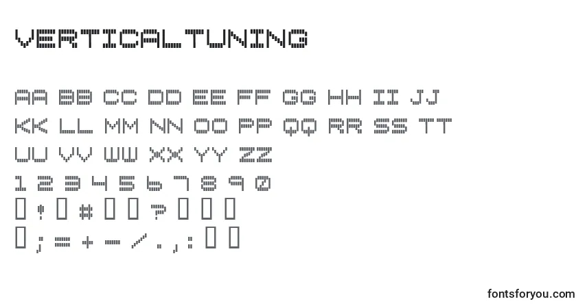 A fonte Verticaltuning – alfabeto, números, caracteres especiais