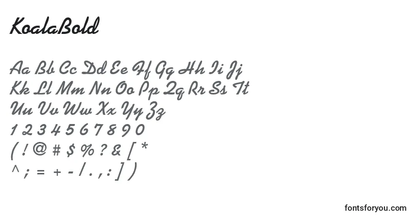 Шрифт KoalaBold – алфавит, цифры, специальные символы
