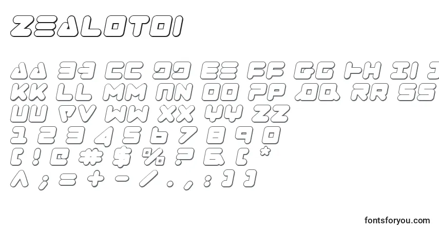 Schriftart Zealotoi – Alphabet, Zahlen, spezielle Symbole