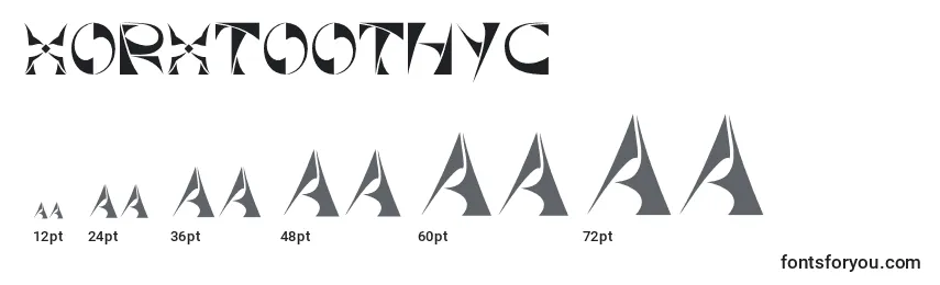 Размеры шрифта Xorxtoothyc