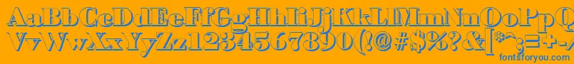 BodonishadowBlackRegular-Schriftart – Blaue Schriften auf orangefarbenem Hintergrund