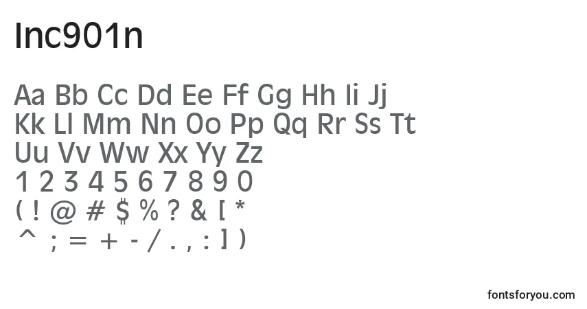 Czcionka Inc901n – alfabet, cyfry, specjalne znaki