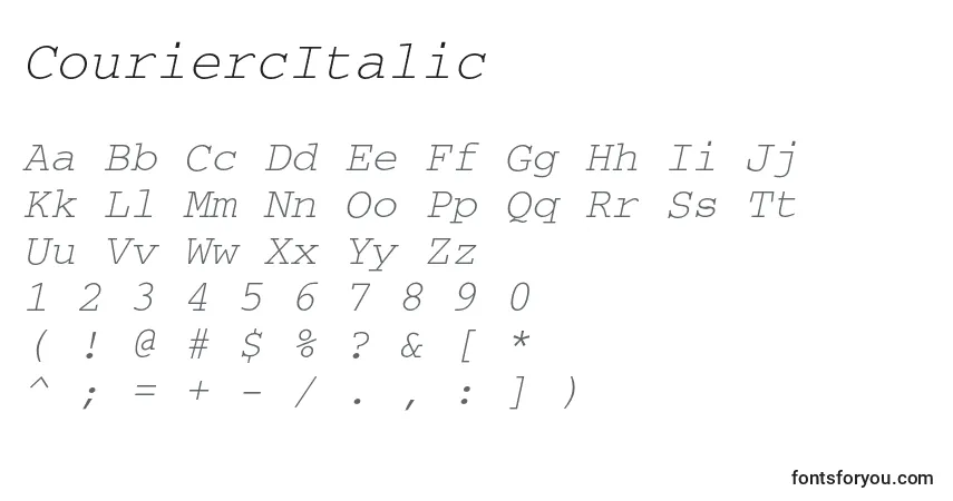 Шрифт CouriercItalic – алфавит, цифры, специальные символы