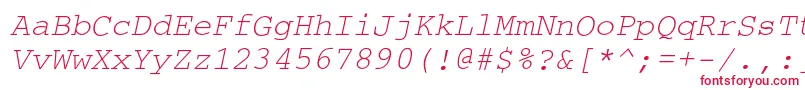 フォントCouriercItalic – 白い背景に赤い文字