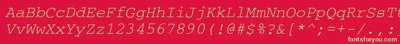 CouriercItalic Font – Yellow Fonts on Red Background