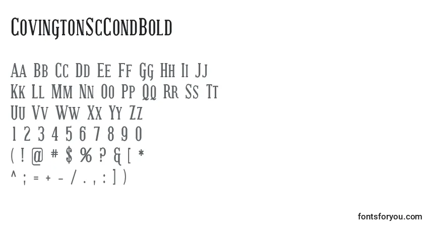 Шрифт CovingtonScCondBold – алфавит, цифры, специальные символы