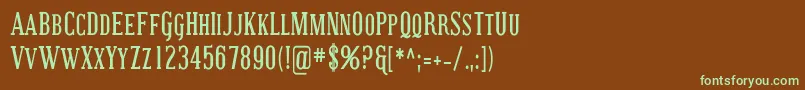 CovingtonScCondBold-fontti – vihreät fontit ruskealla taustalla