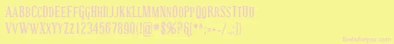 CovingtonScCondBold-Schriftart – Rosa Schriften auf gelbem Hintergrund