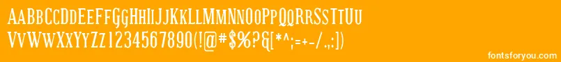 CovingtonScCondBold-Schriftart – Weiße Schriften auf orangefarbenem Hintergrund