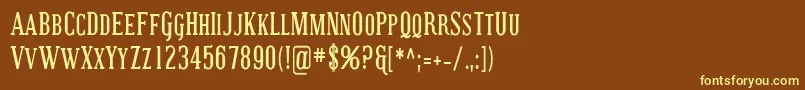 CovingtonScCondBold-fontti – keltaiset fontit ruskealla taustalla