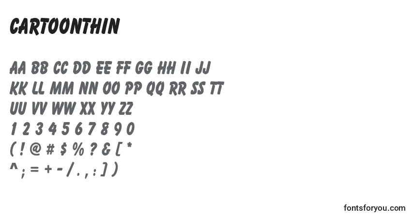 Шрифт CartoonThin – алфавит, цифры, специальные символы