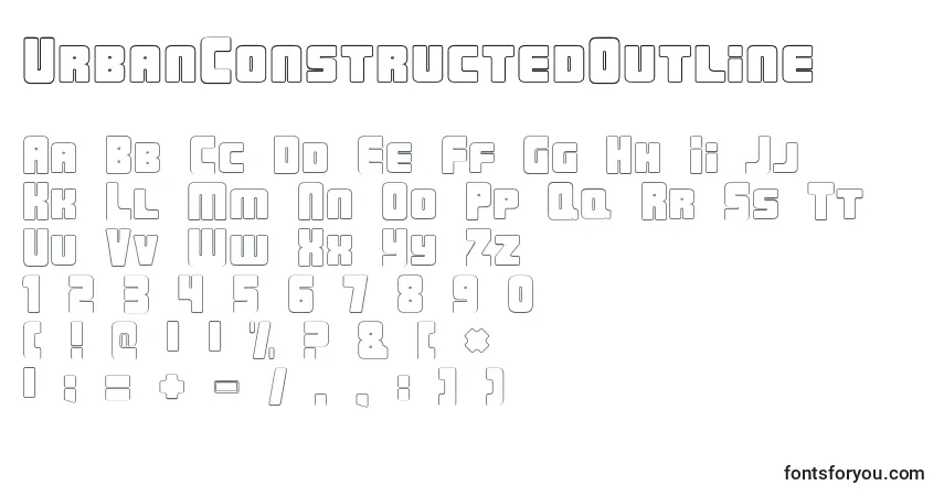 A fonte UrbanConstructedOutline – alfabeto, números, caracteres especiais