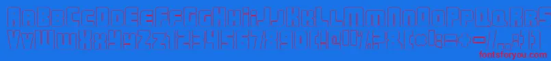 UrbanConstructedOutline-Schriftart – Rote Schriften auf blauem Hintergrund