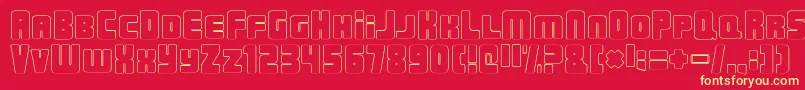 UrbanConstructedOutline-Schriftart – Gelbe Schriften auf rotem Hintergrund