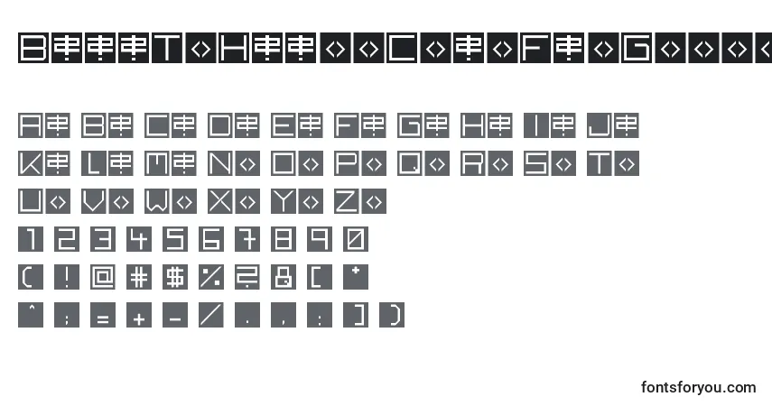 Czcionka BackToHeavyCoatFatGround – alfabet, cyfry, specjalne znaki