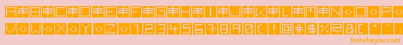 フォントBackToHeavyCoatFatGround – オレンジの文字がピンクの背景にあります。
