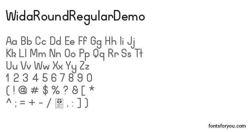 WidaRoundRegularDemo-fontti – aakkoset, numerot, erikoismerkit