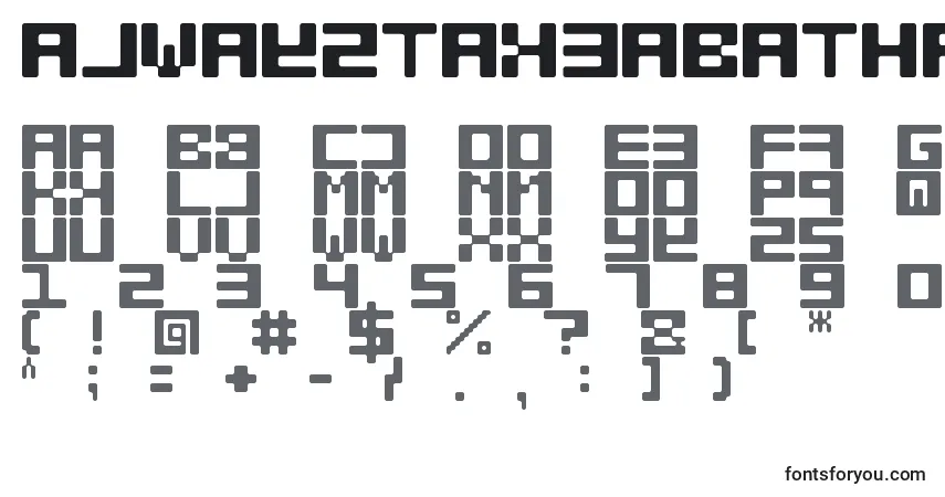 Czcionka AlwaysTakeABathAndDontBeStinky – alfabet, cyfry, specjalne znaki